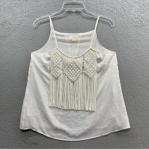 Anthropologie The Korner Sleeveless Tank Top Women’s Size M Fringe Crochet Rope